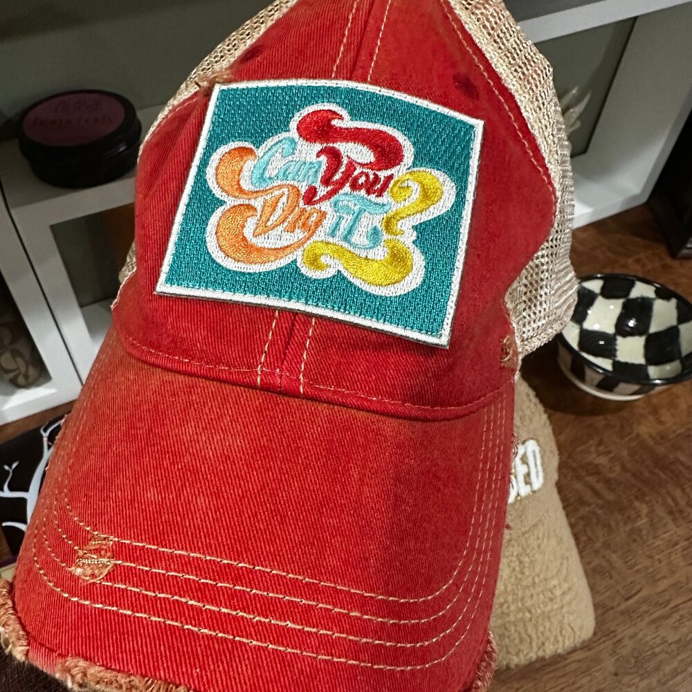 Judith March Distressed Hat/Cap "Can you dig this?"